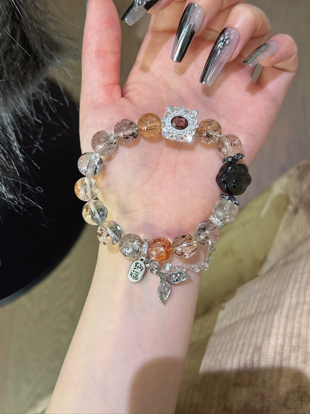 ▫️▪️ Black gold super obsidian claw claw bracelet